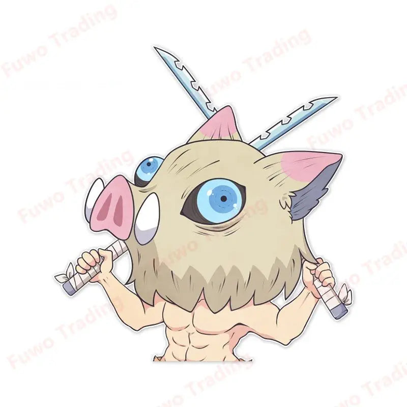 Demon Slayer Inosuke Boar Head Stickers – Unique Anime Car Accessories