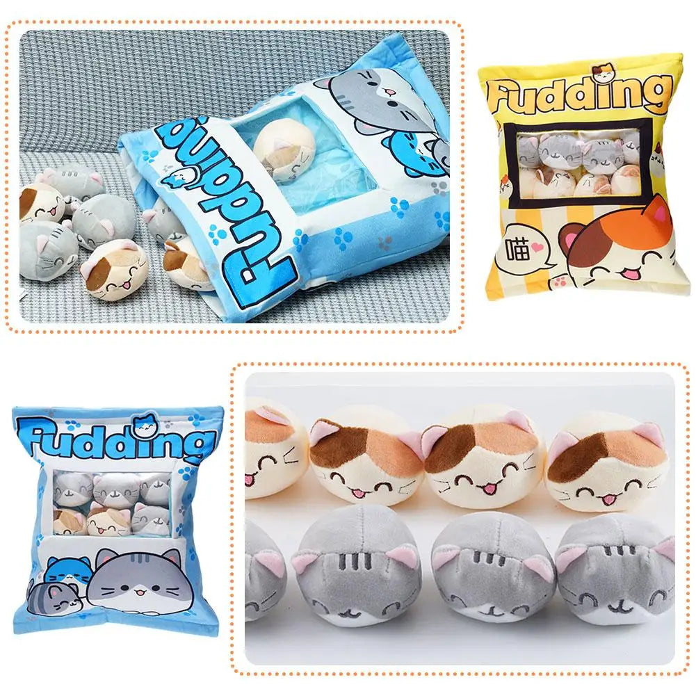 Pudding Plush Pillow Set with Cat Plushies - Tokyowai