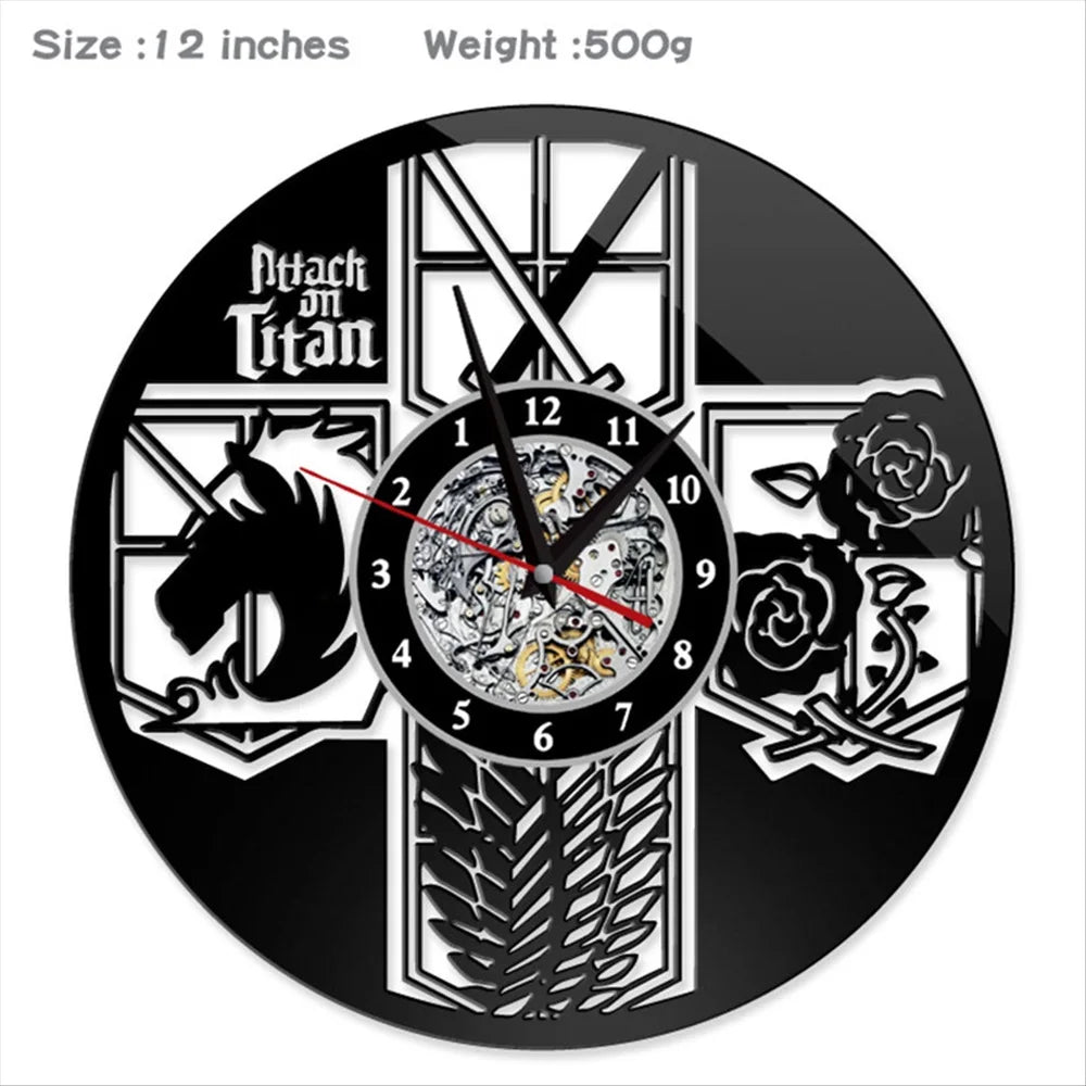 Attack on Titan Vinyl Wall Clocks – Decorative Anime Timepieces (3 Variants)
