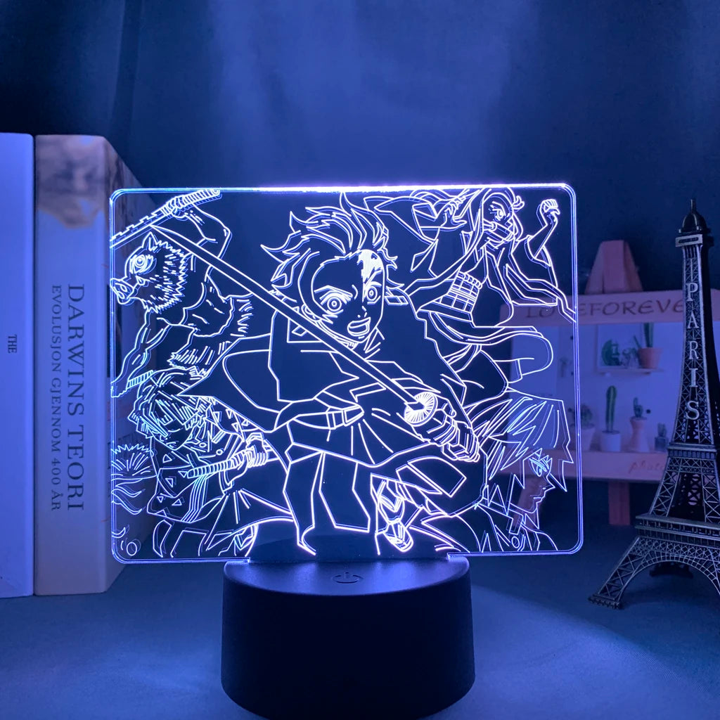 Demon Slayer LED Night Light Collection – 16-Color Anime Acrylic Lamps (37 Variants)