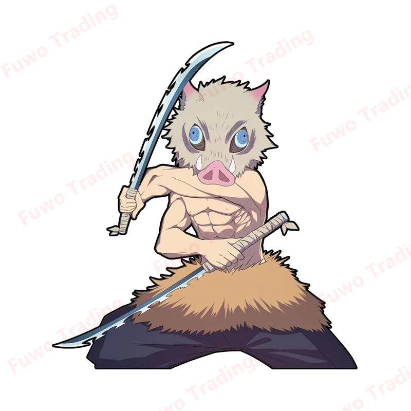Demon Slayer Inosuke Boar Head Stickers – Unique Anime Car Accessories