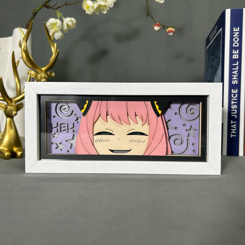 Anime SPY X FAMILY Light Box Kawaii Anya Paper Carving 3D