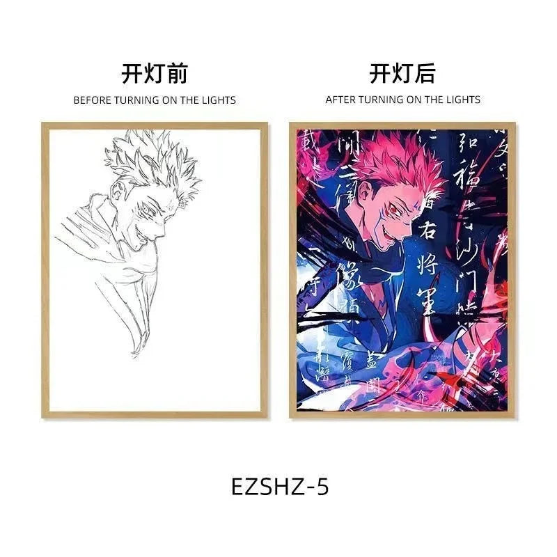 Jujutsu Kaisen LED Light Art Frame - Transforming Glow-in-the-Dark Art Piece - Tokyowai