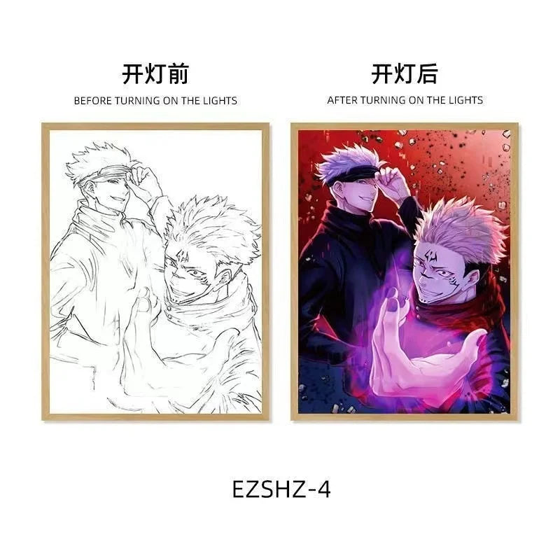Jujutsu Kaisen LED Light Art Frame - Transforming Glow-in-the-Dark Art Piece - Tokyowai