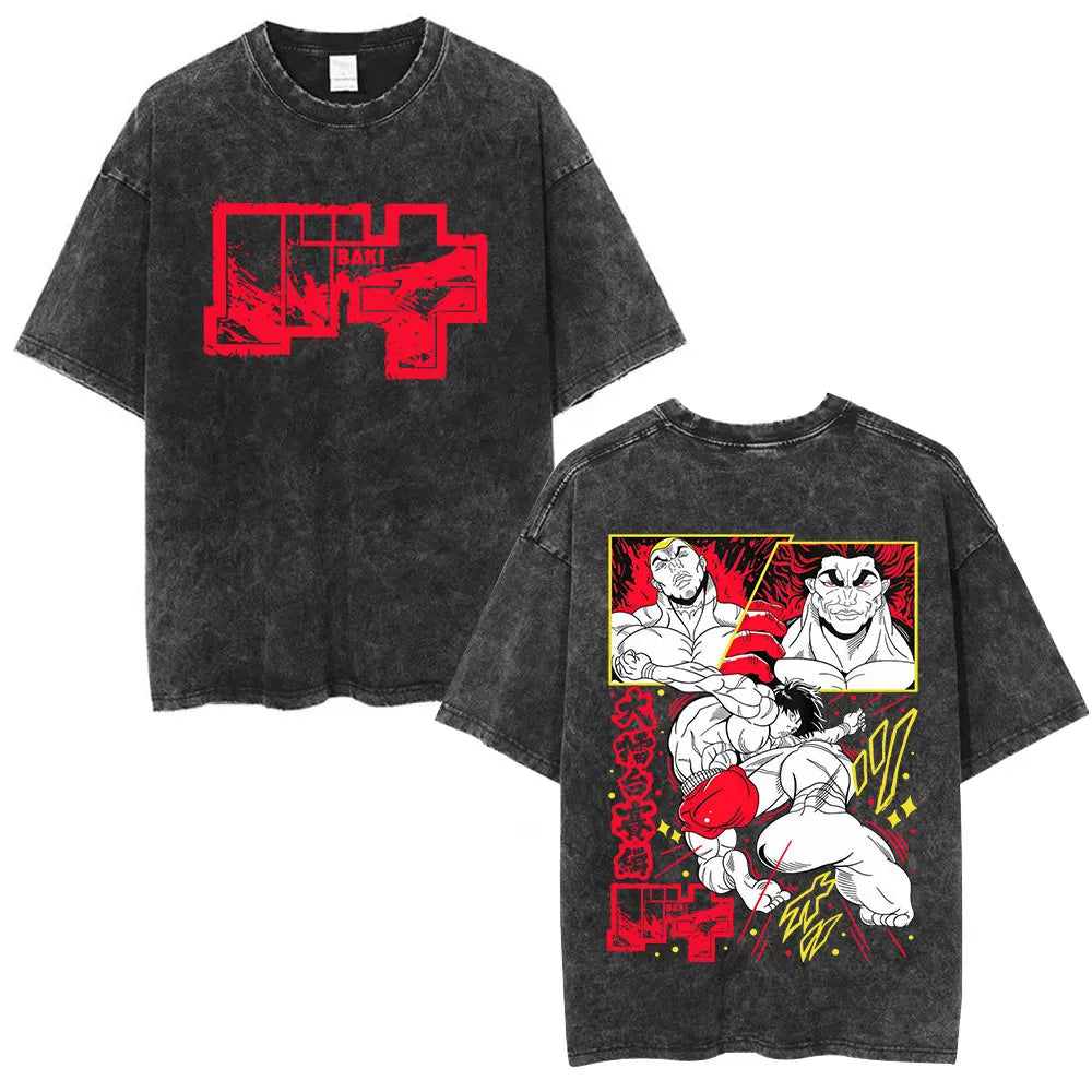 Vintage Washed T Shirt Baki The Grappler T-shirt