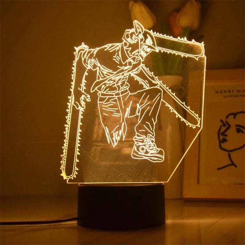 Chainsaw LED Night Lamp – Anime 3D Light Display - Tokyowai