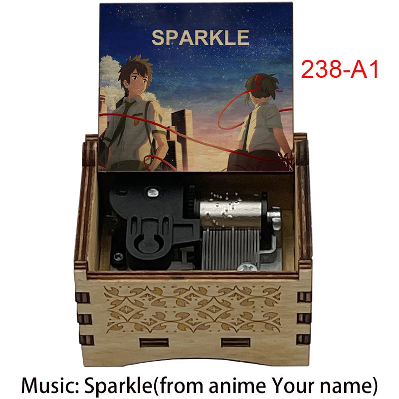 Your Name “Sparkle” Wooden Music Box – Hand-Cranked Collectible