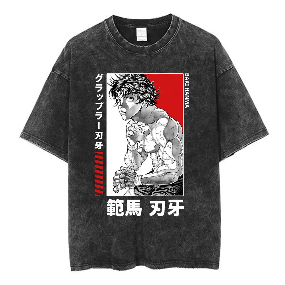 Vintage Washed T Shirt Baki The Grappler T-shirt