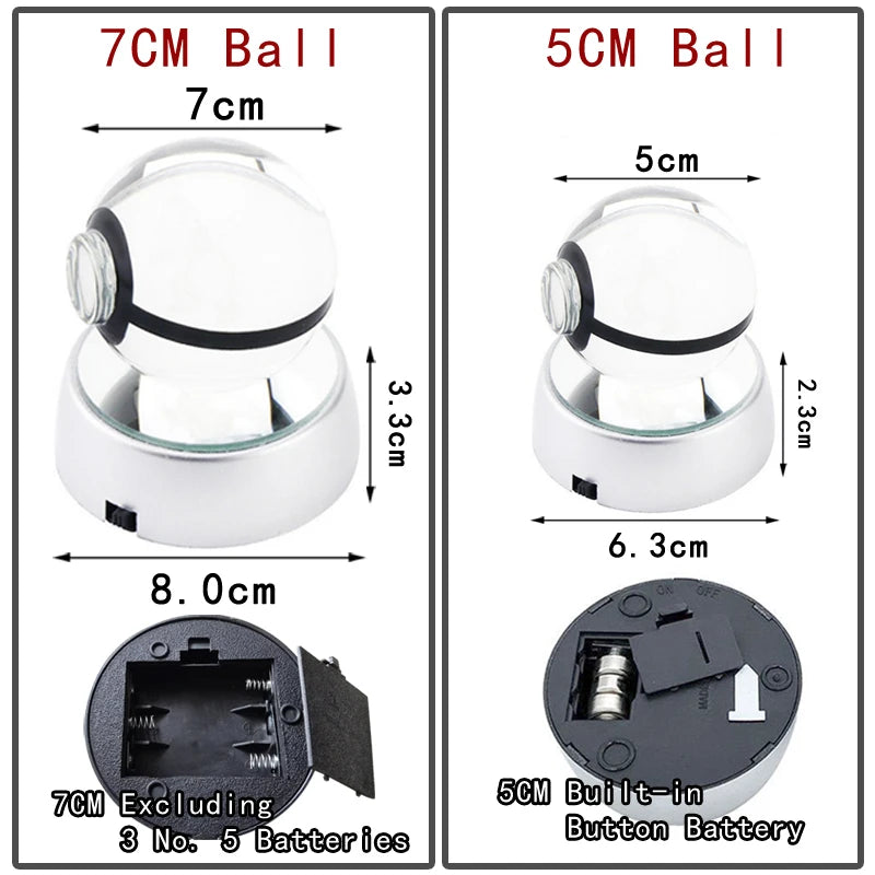 Pokémon 3D LED Crystal Ball Night Light