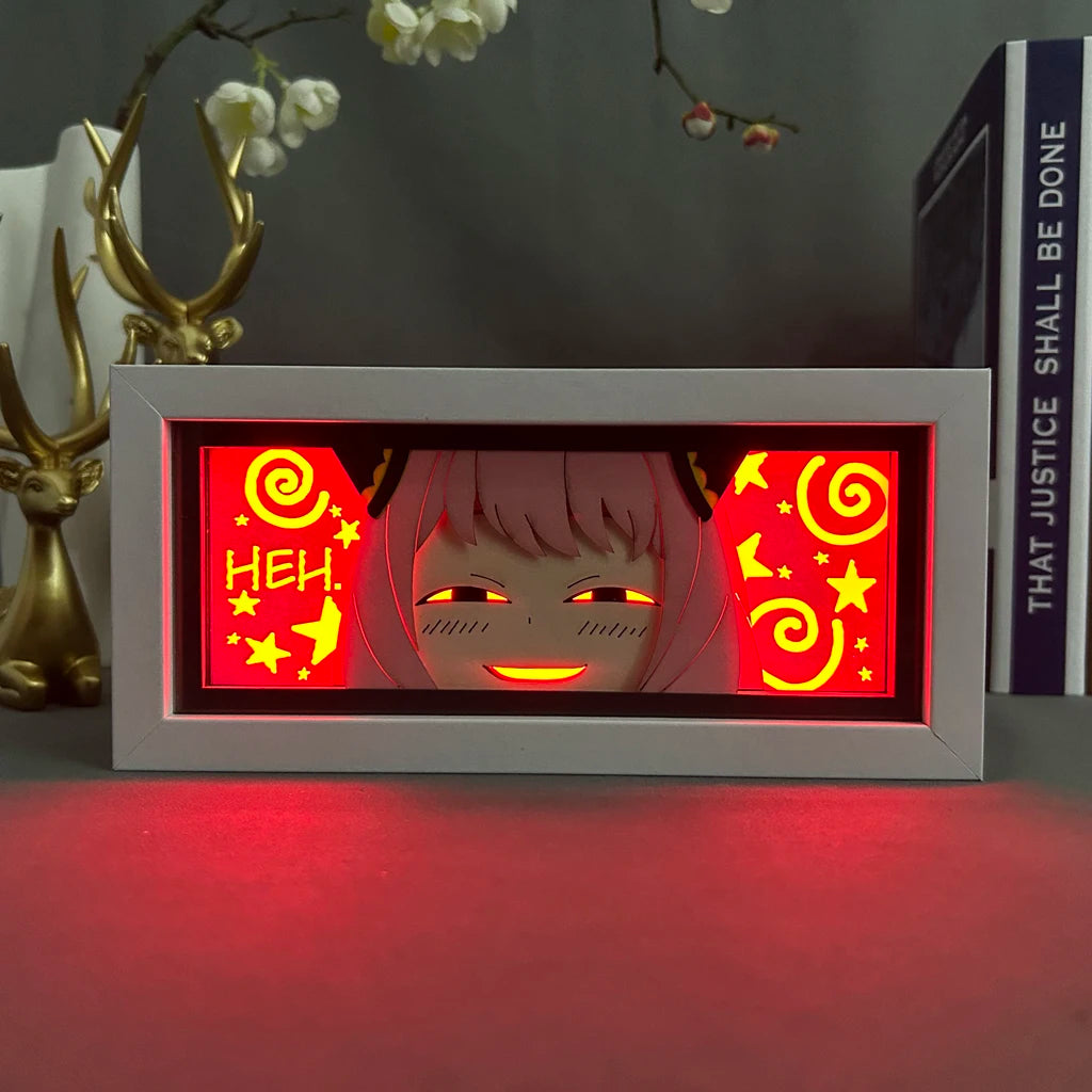 Anime SPY X FAMILY Light Box Kawaii Anya Paper Carving 3D