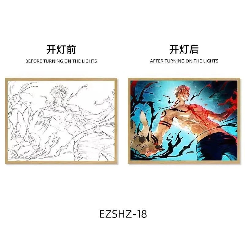 Jujutsu Kaisen LED Light Art Frame - Transforming Glow-in-the-Dark Art Piece - Tokyowai