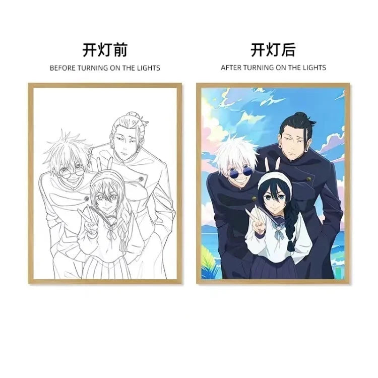 Jujutsu Kaisen LED Light Art Frame - Transforming Glow-in-the-Dark Art Piece - Tokyowai