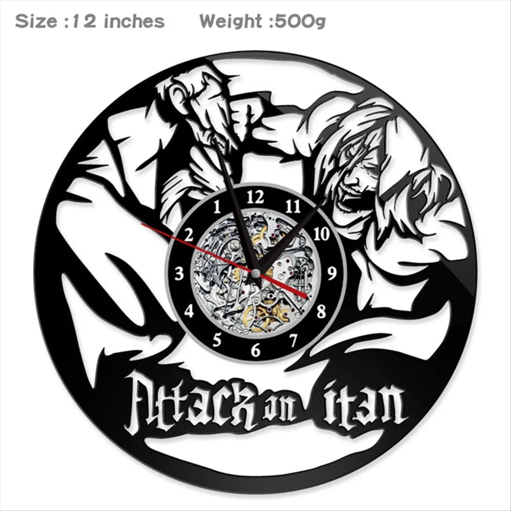 Attack on Titan Vinyl Wall Clocks – Decorative Anime Timepieces (3 Variants)