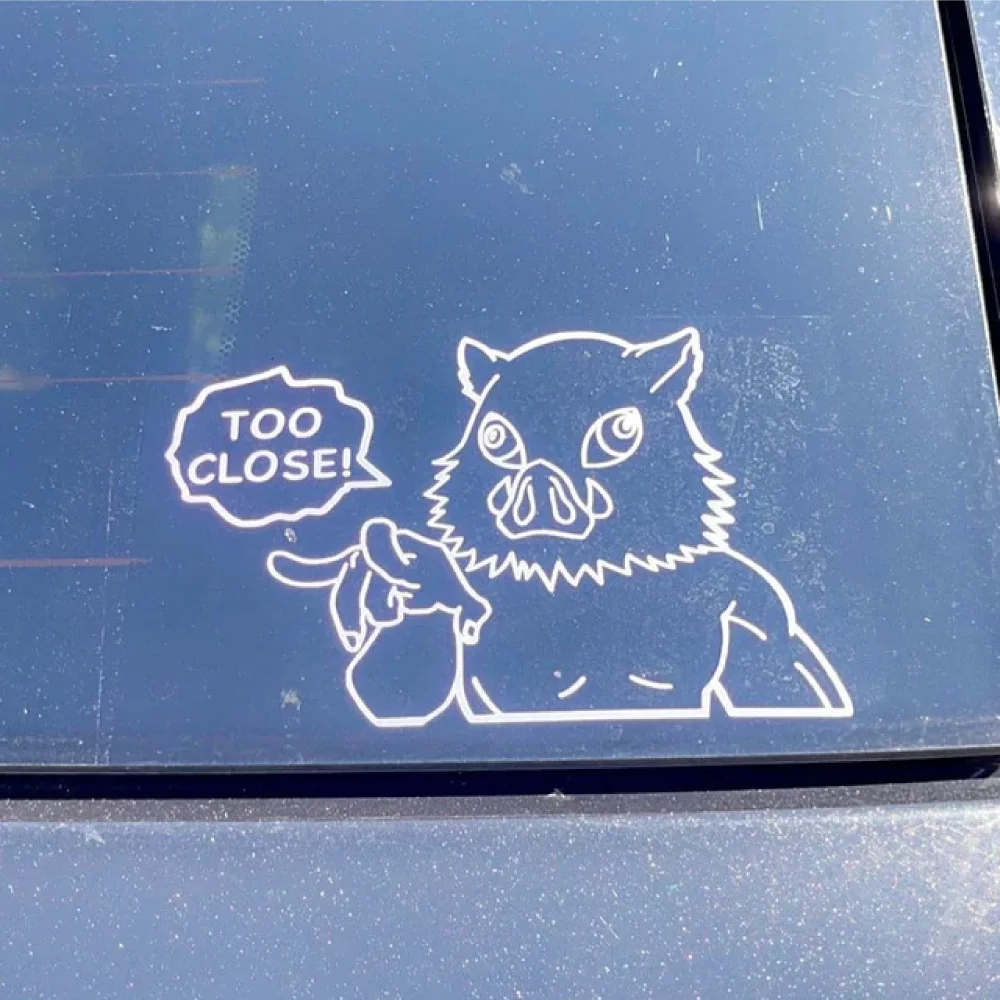 Inosuke Hashibira Peeking Car Window Sticker – Demon Slayer Edition
