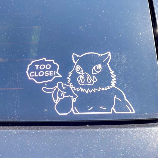 Inosuke Hashibira Peeking Car Window Sticker – Demon Slayer Edition