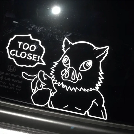 Inosuke Hashibira Peeking Car Window Sticker – Demon Slayer Edition