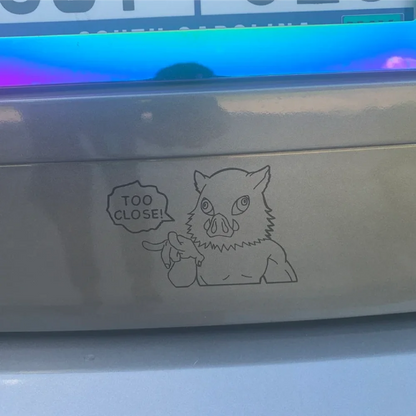 Inosuke Hashibira Peeking Car Window Sticker – Demon Slayer Edition