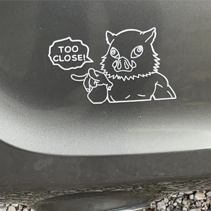 Inosuke Hashibira Peeking Car Window Sticker – Demon Slayer Edition
