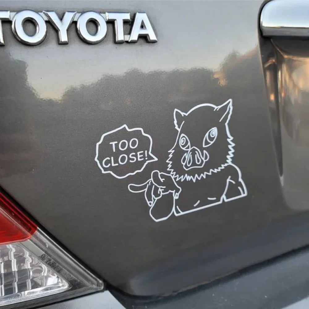 Inosuke Hashibira Peeking Car Window Sticker – Demon Slayer Edition