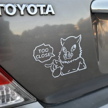 Inosuke Hashibira Peeking Car Window Sticker – Demon Slayer Edition