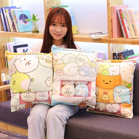 Pudding Adorable Plush Pillow Bag with Mini Animal Plushies – Perfect for Cuddling & Decor - Tokyowai
