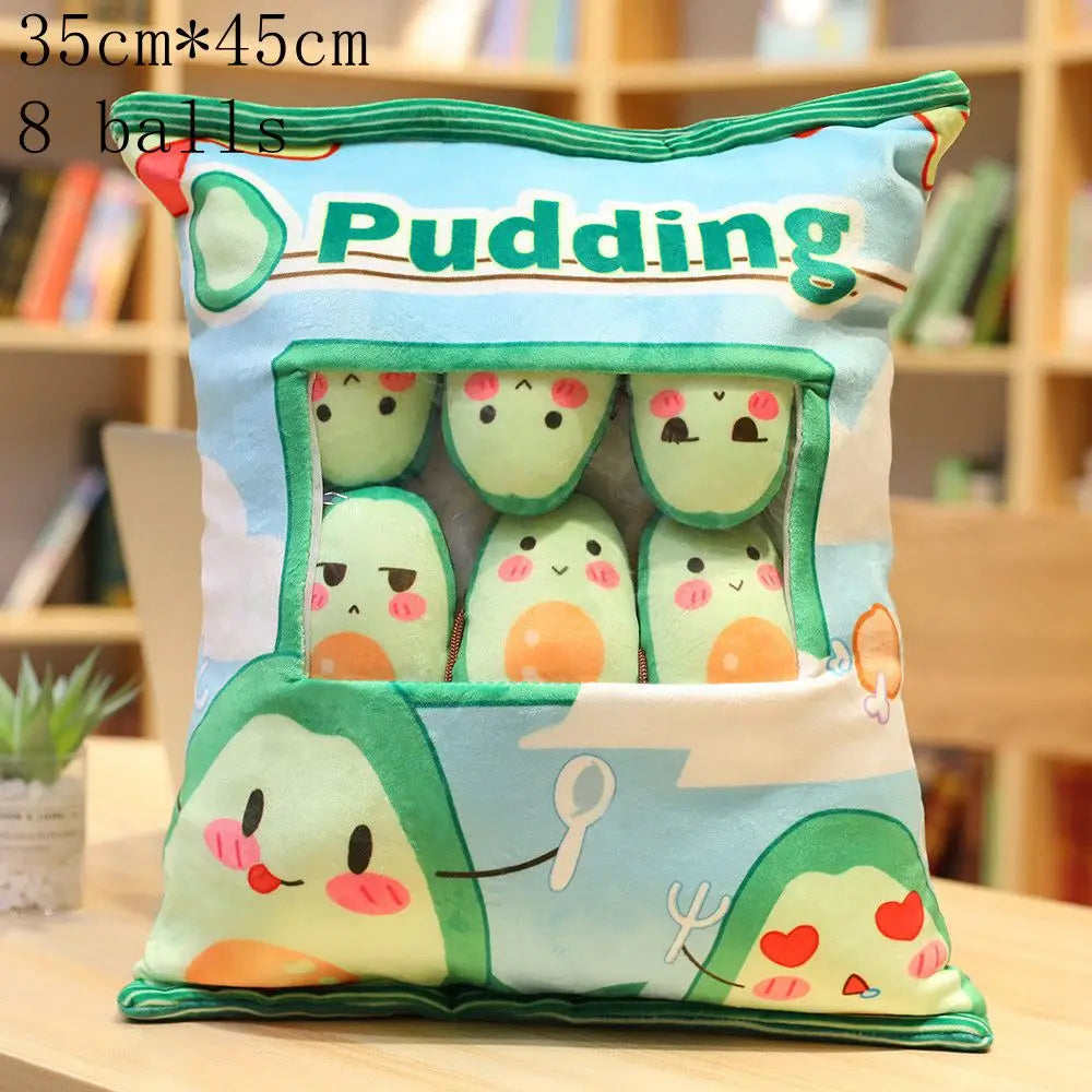 Pudding Adorable Plush Pillow Bag with Mini Animal Plushies – Perfect for Cuddling & Decor - Tokyowai