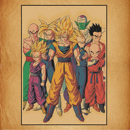 Dragon Ball Retro Poster Set – Unframed Wall Art Prints