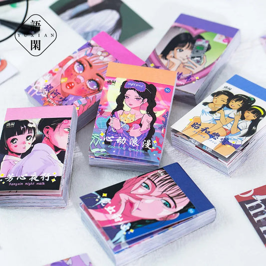 Retro Japanese Girl Stickers Notebooks50 Sheets - Tokyowai