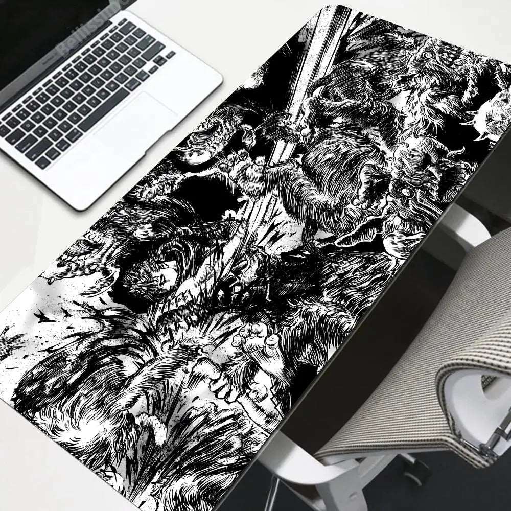 Berserk Guts vs. Griffith Desk Mat – Epic Black and White Battle Design - Tokyowai