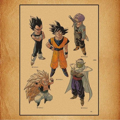 Dragon Ball Retro Poster Set – Unframed Wall Art Prints
