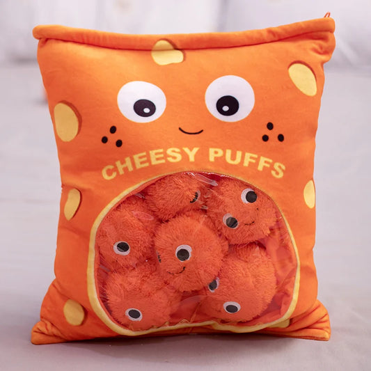Pudding Cheesy Puffs Plush Pillow Set - Cuddle-Worthy Snack Plushies - Tokyowai