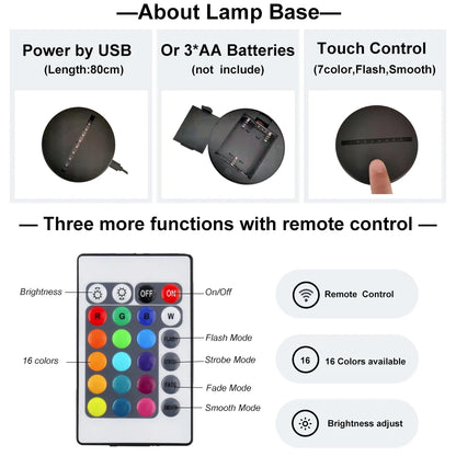 Demon Slayer LED Night Light Collection – 16-Color Anime Acrylic Lamps (37 Variants)