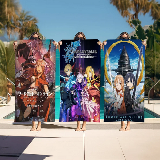 Sword Art Online Kirito Asuna Bath Towel Microfiber Soft Water Absorbing