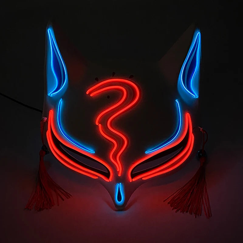 LED Neon Fox Mask – Light-Up Cosplay Mask with Multi-Flash Modes