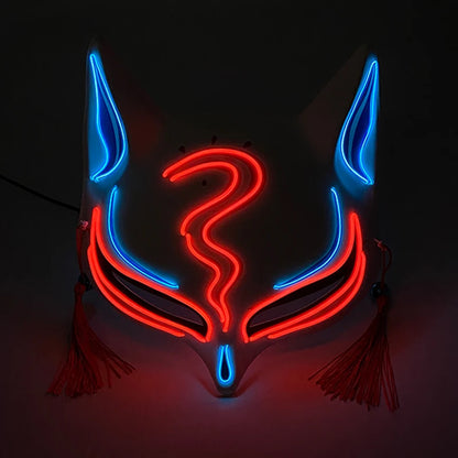 LED Neon Fox Mask – Light-Up Cosplay Mask with Multi-Flash Modes