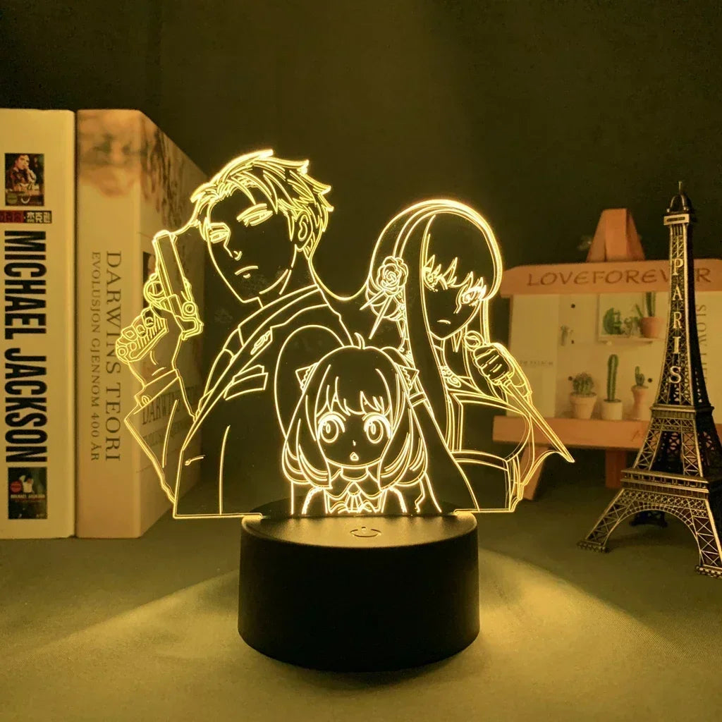 Spy x Family 3D LED Night Light – Loid, Yor & Anya Designs (Warm White)