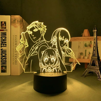 Spy x Family 3D LED Night Light – Loid, Yor & Anya Designs (Warm White)