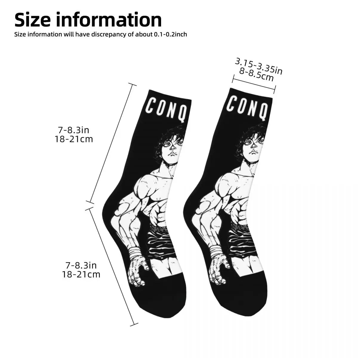 Baki “Conquer” Compression Crew Socks – Seamless Cushioned Fit (1 Pair)