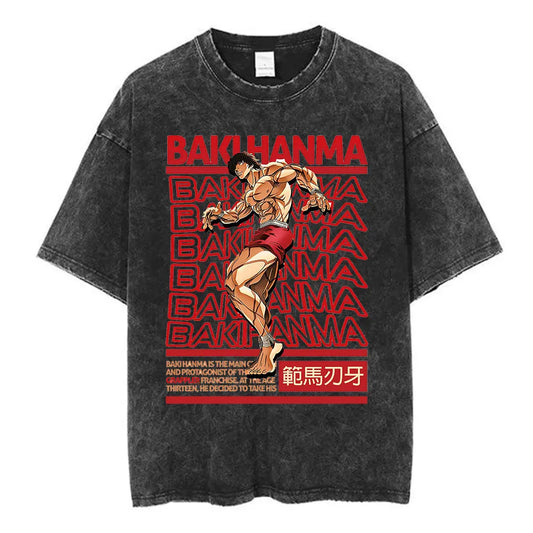Vintage Washed T Shirt Baki The Grappler T-shirt