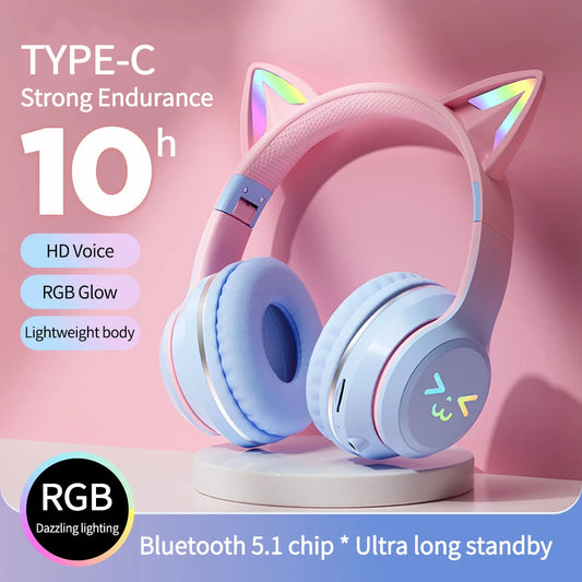 Anime Wireless Bluetooth Cat Ear Headphones