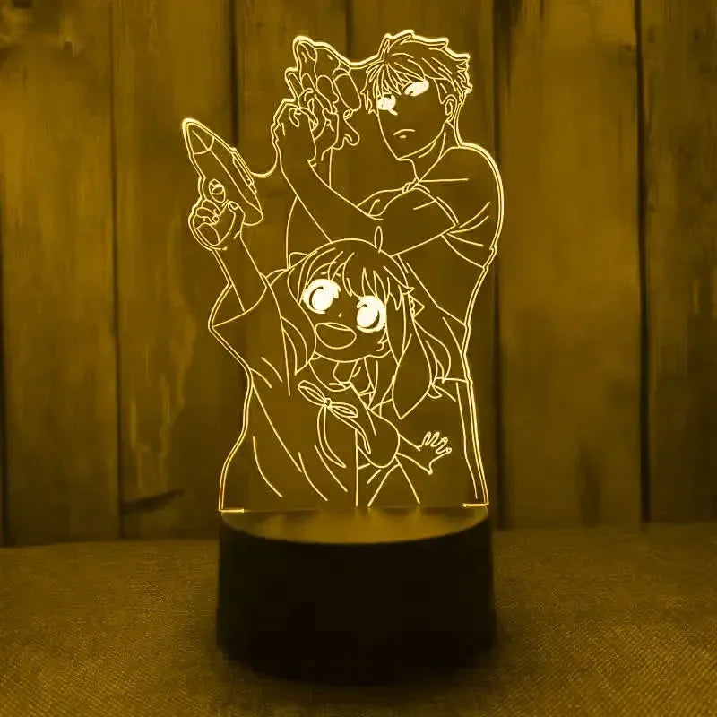 Spy x Family 3D LED Night Light – Loid, Yor & Anya Designs (Warm White)