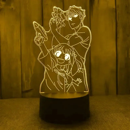 Spy x Family 3D LED Night Light – Loid, Yor & Anya Designs (Warm White)