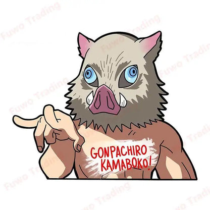 Demon Slayer Inosuke Boar Head Stickers – Unique Anime Car Accessories