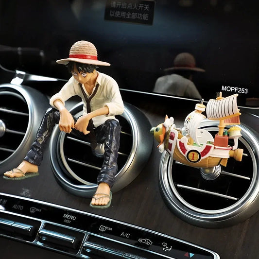One Piece Car Vent Figures – Luffy & Ship Clip-On Decorations
