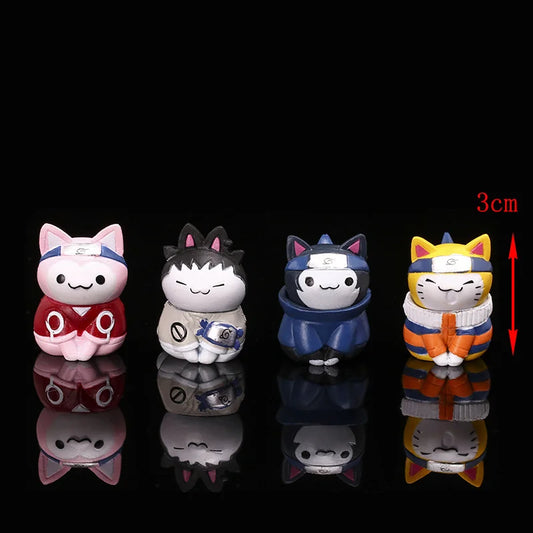 Naruto Cat Figures – 3cm Mini Ninja Cat Collectible Set (8 Pieces)
