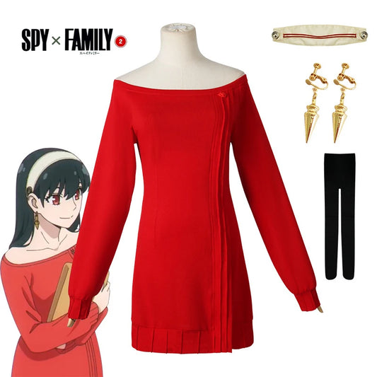 Spy x Family Cosplay Yor Forger Red Dress Sweater - Tokyowai
