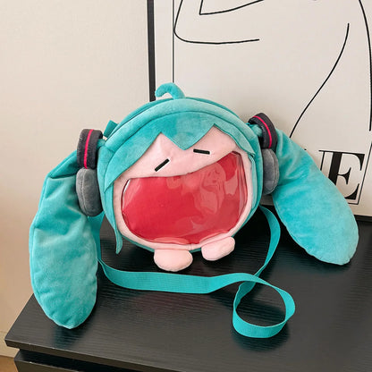 Hatsune Miku Plush Shoulder Bag – Wide-Mouth Yawning Design