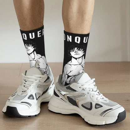 Baki “Conquer” Compression Crew Socks – Seamless Cushioned Fit (1 Pair)