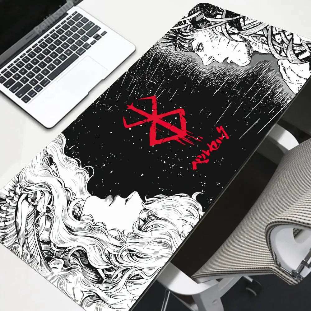Berserk Guts vs. Griffith Desk Mat – Epic Black and White Battle Design - Tokyowai