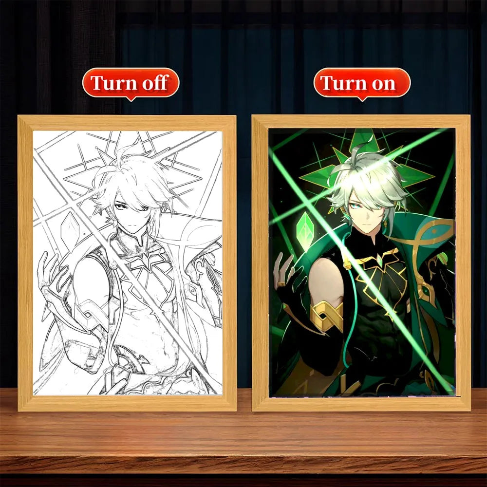 Genshin Impact LED Frame Light Art – Interactive and Captivating Wall Decor - Tokyowai
